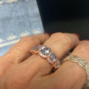 Designs by Gioelli size 6 NWB 14k rose gold over sterling aquamarine Ring